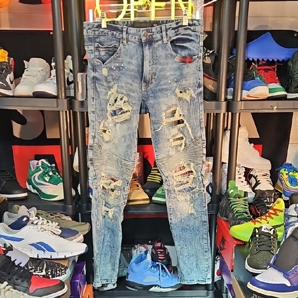 Distressed Denim Skinny Jeans for Men